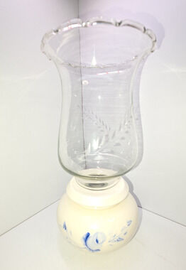 Lasting Products Inc. Hurricane Candle Holder - Clear Glass, Blue Floral Base